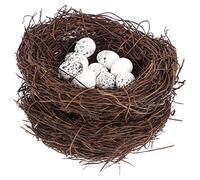 BESPORTBLE Artificial Bird Nest Ornament Bird Eggs 12pcs Rattan Nest Decor Home Office Easter Simulation
