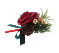 BESPORTBLE Artificial Boutonniere for Men Women Red Berry Pine Flower Decor for Christmas Wedding Prom and Anniversary Celebrations Stylish Realistic Floral Accents