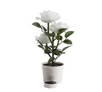 BESPORTBLE Artificial Rose Bush Led Solar Lights Outdoor White Artificial Roses Solar Flower Lights Outdoor for Garden