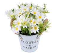 BESPORTBLE Artificial Vintage Planter Decorative - Wedding Decor Vintage Artificial Daisy in Pot Potted Flower Planter Decorative for Home Plants(White)