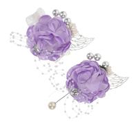BESPORTBLE Artificial Wedding Corsage Wristlet Set with Boutonniere Lightweight Comfortable Wrist Flowers for Bride Bridesmaids Groom Elegant Indoor Outdoor Ceremony Accessory Everlasting