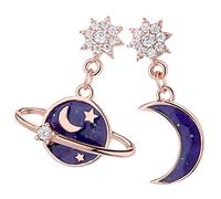 BESPORTBLE Asymmetrical Moon Star Earth Planet Drop Earrings for Women Pendant Jewelry Stylish Statement Dangle for Daily and Party Wear Comfortable and Durable Design