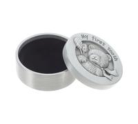 BESPORTBLE Baby First Tooth Keepsake Box for Infants Silver Alloy Round Decorative Tooth Holder and Cherishing Childhood Memories