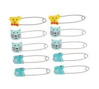 BESPORTBLE Baby Safety Pins Secure and Not Easy to Fall with Locking Closures 10pcs Featuring Lovely Animal Patterns U-Shaped Abs Cartoon Brooch Pins Random Color for Diapers and Clothes for Babies