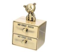 BESPORTBLE Baby Tooth Keeper Box with 2 Drawers Zinc Alloy Bear Shape Easy to Carry Teeth Storage Box for Infants and Boys Memory Keepsake