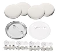 BESPORTBLE Badge Making Supplies Kit with Metal Pin Backs and Plastic Button Shells DIY Blank Button Parts for Clothes Hats Shirts Craft Transparent Film for Pattern Display