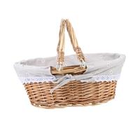 BESPORTBLE Bamboo Basket With Handle Hand Woven Picnic Hamper Farmhouse Fruit Vegetable Garden Basket For Toy Flower Wedding Beige