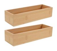 BESPORTBLE Bamboo Storage Box Wooden Small 2pcs Boxes without Lid, Organizer for Home Sundries, Makeup and Jewelry Display, Desktop Craft Containers Display Record On For Bathroom Unfinished