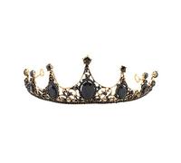 BESPORTBLE Baroque Crown Rhinestone Head Decor Non-fading Non-deformation Alloy Black Headdress for Bride Woman Festival Atmosphere Party Costume