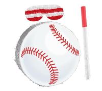 BESPORTBLE Baseball Pinata with Bat Blindfold and Confetti Hanging Sports Themed Birthday Party Decoration for Boys Easy Fill Hang Interactive Party Game Supplies
