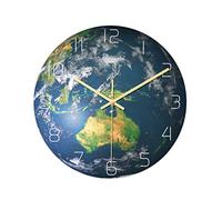 BESPORTBLE Battery Powered Wall Clock Earth Shape Design Led Hanging Clock for Night-light Ambiance for Bedroom Living Office Decor