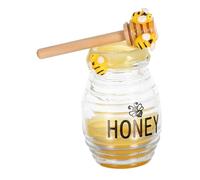 BESPORTBLE Bee Decor Glass Beehive Centrepiece with Wooden Honey Dipper Bee Theme Party Decorations for Holiday Decor