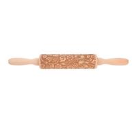 BESPORTBLE Beech Wood Embossed Rolling Pin Floral Pattern, 3D Engraved Pastry Roller for Baking Cookies, Fondant, and Pie Crust, DIY Kitchen Tool for Christmas and Holiday Baking