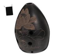 BESPORTBLE Beginner Ocarina Portable Ethereal Sound Pottery Instrument Comfortable to Hold for Adults Traditional Pear Shaped Design with Random Pattern in Black Brown Random Color