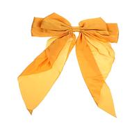 BESPORTBLE Big Bowknot Hair Clip for Elegant Satin Ribbon Ponytail Holder with Long Tail Durable and Design for Parties Weddings and Daily Wear Bright Yellow