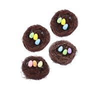 BESPORTBLE Bird Nest Egg Decor 4 Sets of Easter Ornaments Woven Rattan Easter Egg Decor for Home Office