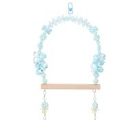 BESPORTBLE Bird Swing Perch - Parrot Tooth-Grinding Swing With Wood Standing Platform - Bird Cage Perch Hanging Accessories For Cockatiel Budgerigar Parakeets Entertainment Blue