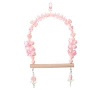 BESPORTBLE Bird Swing Perch - Parrot Tooth-Grinding Swing With Wood Standing Platform - Bird Cage Perch Hanging Accessories For Cockatiel Budgerigar Parakeets Entertainment Pink
