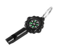 BESPORTBLE Black Compact Compass Whistle Keychain for Hiking Outdoor Survival High Precision Direction with Portable Lightweight Design and Emergency Signaling Function