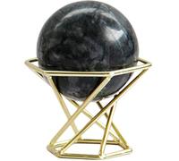 BESPORTBLE Black Marble Crystal Ball Decor with Gold Metal Stand, Simple Crystal Sphere Ornament for Desktop and Home Decoration