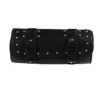 BESPORTBLE Black PU Leather Motorcycle Tool Bag for Repair Kits with Straps | Soft Interior, Compact Barrel Shape, Weather Protection, for Commuters and Maintenance Rides