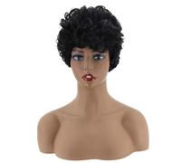 BESPORTBLE Black Short Curly Hair Wig with Rose Net Cover for Women Synthetic Material, Ventilative and Natural Looking Suitable for Fancy Dress and Party Use