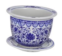 BESPORTBLE Blue and White Porcelain Flowerpot Self Watering Planters Outdoor Plant Pot with Tray Cauldron Outdoor Plant Stand Heavy Duty Blue and White Pot Saucer Porcelain Plant Mug Ceramics