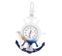 BESPORTBLE Boat Anchor Wall Clock Mediterranean Decorative Clock Mirror Nautical Design for Living Room Bedroom Materials Sailboat Theme Ornament