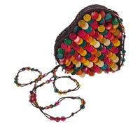BESPORTBLE Bohemian Ethnic Coconut Shell Sling Bag Crossbody Purse for Multi-use Small Wallet for Coins Cards and Tech Accessories Festival Party Shoulder Bag