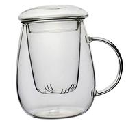 BESPORTBLE Borosilicate Glass Tea Cup with Strainer Multi Purpose Steeping Mug for Home Dorm Office Transparent Heat Resistant Tea Ware with Wide Mouth for Easy Brewing and Cleaning
