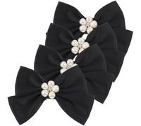 BESPORTBLE Bow Shoe Clips Removable Shoe Buckle Jewelry 2 Pairs Black Metal Cloth Decorations for Wedding Proms and Birthday