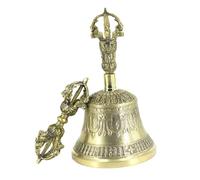 BESPORTBLE Brass Vajra Bell Large Five-strand Handmade Tibetan Buddhist Prayer Bell with Long Handle for Meditation Rituals and Decorative Home Ornament