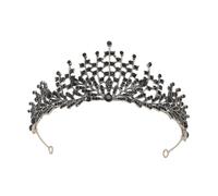 BESPORTBLE Bride Crown Retro Baroque Black Tiara for Weddings and Engagements, Secure Fit Bridal Hair Accessory 15X15X5 Inches