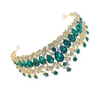 BESPORTBLE Brilliant Bride Crown Green Wedding Headdress Elegant Fashion Headwear Stunning Rhinestone Hair Ornament for Bride for Wedding Party and Prom Events