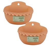 BESPORTBLE Brown Plastic Wall Mounted Flower Pots 2pcs Semi-circular Hanging Planters with Easy Hanging Feature for Garden and Rooms
