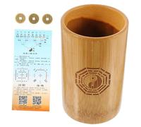 BESPORTBLE Buddhist Divination Copper Coins Interactive Chinese Fortune Telling Game Bucket with Bamboo Tools for Fun and Luck Home Decoration