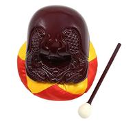 BESPORTBLE Buddhist Meditation Woodblock with Stick, 5-inch Dark Wood Religious Percussion Instrument for Chanting and Temple Use, Small Delicate Wooden Instrument for Spiritual Practice