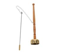 BESPORTBLE Buddhist Temple Hand Chime Copper Prayer Bell with Wooden Handle - Traditional Chinese Percussion Instrument for Meditation and Rituals - Small Decorative Yin Qing