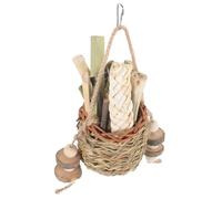 BESPORTBLE Bunny and Hamster Teething Toys Handmade Woven Chew Toys for Parrots Natural Chewing Playthings for Pet Fun