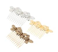 BESPORTBLE Butterflies Vintage Hair Side Comb 3pcs Metal Headdress Set for Women Wedding Party Accessories Gold Silver Antique