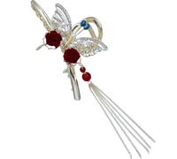 BESPORTBLE Butterfly Shape Claw Clips for Thick Hair with Strong Alloy Claws Chic Pearl and Tassel Hair Barrette for Wedding Or Dating Accessories
