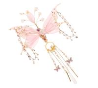 BESPORTBLE Butterfly Tassel Hair Clip Traditional Chinese Style Elegant Fairy Hairpin for Women Beaded Design with Fluttering Wings for Hanfu Weddings and Ancient Costume Accessories