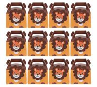 BESPORTBLE Candy Boxes with Handles Animal Theme 12pcs Easy to Install Adorable Forest Animals Themed Paper Treat Boxes for Birthday Party