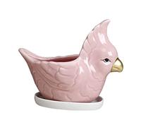 BESPORTBLE Cartoon Animal Ceramic Flowerpot with Saucer Cute Pink Parrot Succulent Planter Material Indoor Outdoor Gardening Container for Cactus and Small Plants for Home Office Decor
