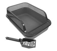BESPORTBLE Cat Litter Box Open Top Pet Litter Tray Scoop Easy to Clean Pan Semi Enclosed Kitten Potty Toilet for Rabbit Random Style