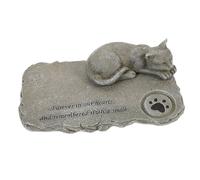 BESPORTBLE Cat Memorial Stone Pet Tribute Statue for Garden Cartoon Cat Headstone Decoration for Loss of Beloved Pets Remembrance