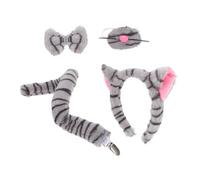 BESPORTBLE Cat Print Animal Headband Ears Set Leopard Print Cosplay Costume Accessory for Parties and Performances Flexible Styling for Halloween and Themed Events Plush Gray Tabby Design