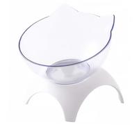 BESPORTBLE Cat Shaped Tilted Food Bowl Rack Anti- Pet Feeder for Cats and Dogs Ergonomic Neck Design Easy to Clean White Material Single Bowl Configuration