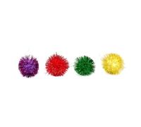 BESPORTBLE Cat Toys Puffer Balls Colorful 30 Pcs Mini Tinsel Pom Pom Balls Random Color Sparkly Glitter Interactive Fun for Exercise and Play for Indoor Cats
