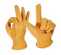 BESPORTBLE Cattlehide Leather Gardening Gloves Durable Slip Work Gloves for Men Women for Outdoor Labour Pruning and Gardening Tasks Yellow